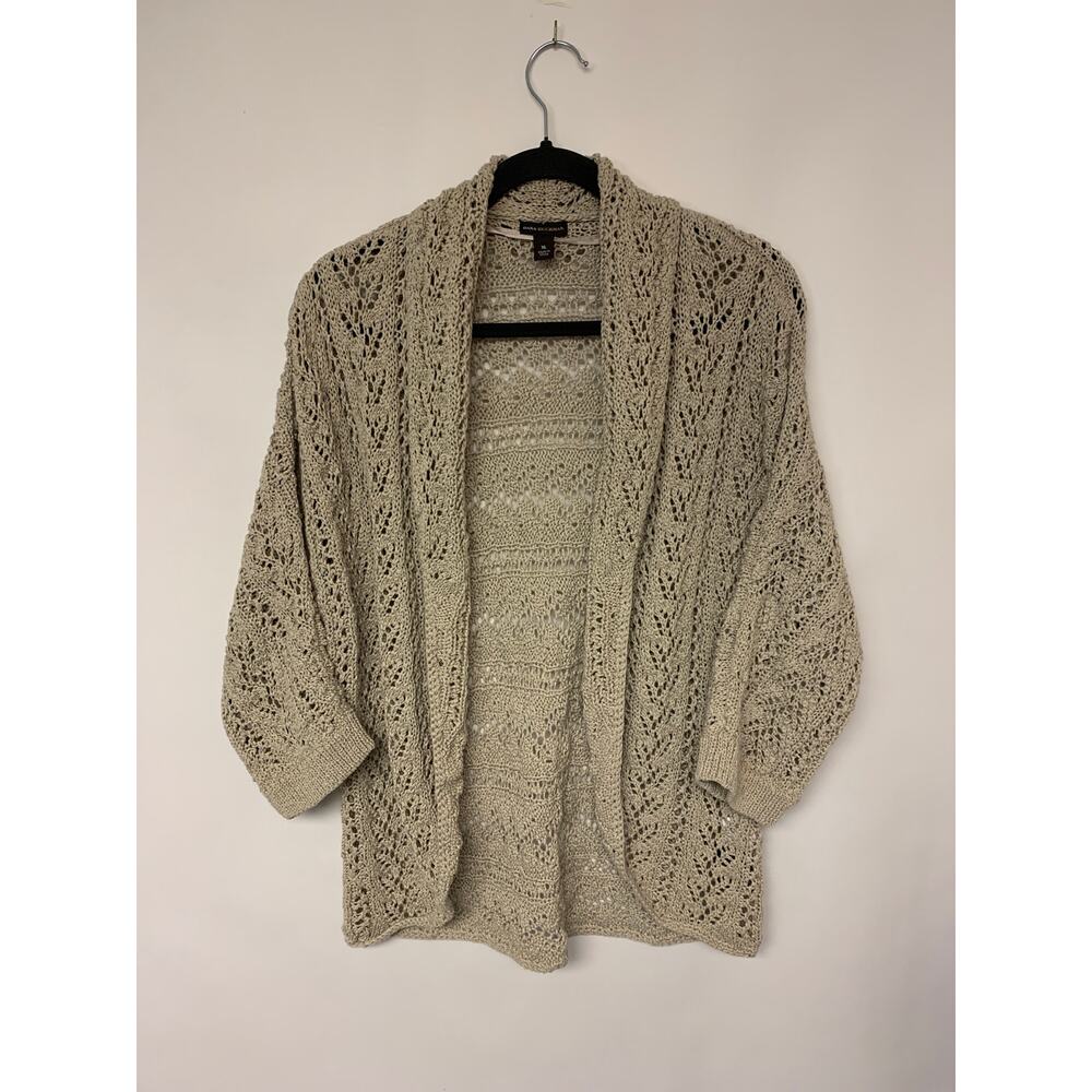 Dana Buchman Sweater Open Knit Crochet Beach Bohemian Casual Womens SZ XL